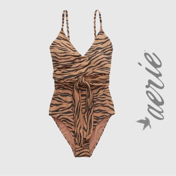 American Eagle Outfitters Other - American Eagle Aerie Pique Animal Print One Piece Full Coverage Swimsuit Sz S